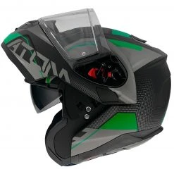 MT Helmets Casque De Moto Modulaire Approuvé P / J Mt Casque ATOM QUARK A6 Matt Black Fluo Green