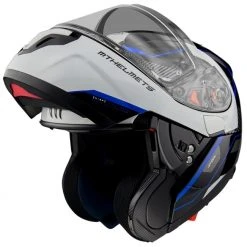 MT Helmets Casque De Moto Modulaire Approuvé P / J Mt Casque ATOM Sv OPENED B7 Blanc Noir Bleu Brillant
