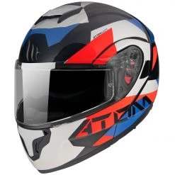 MT Helmets Casque De Moto Modulaire Approuvé P / J Mt Casque ATOM Sv W17 A7 Blanc Bleu Rouge Brillant -MT HELMETS Soldes casque de moto modulaire approuve p j mt casque atom sv w17 a7 blanc bleu rouge brillant 122796