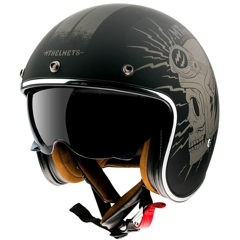 MT Helmets Soldes Magasin -MT HELMETS Soldes casque moto vintage jet mt casques le mans 2 sv diler a2 matt grey 129451